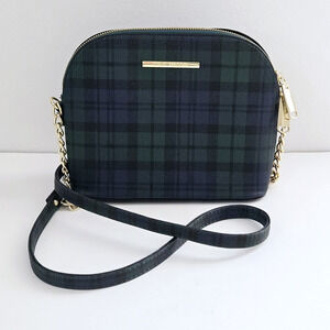Steve Madden Crossbody Bag Green Plaid Tartan Domed Maggie Purse Casual Preppy